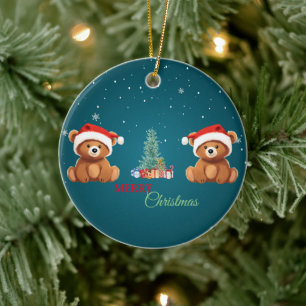 Cute animals winter Bear Santa Christmas tree Ceramic Tree Decoration