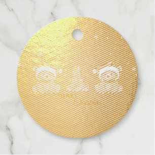 Cute animals winter Bear Santa Christmas tree Favour Tags