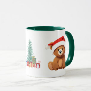 Cute animals winter Bear Santa Christmas tree Mug