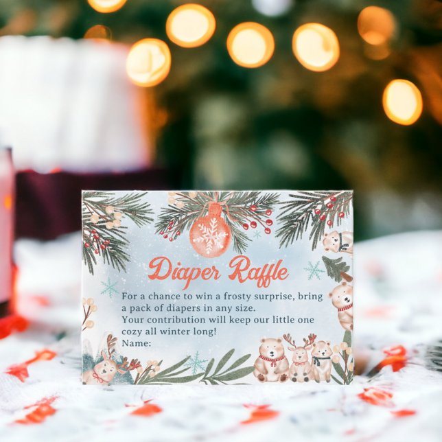 Cute Animals Winter Christmas Diaper baby shower Enclosure Card (Cute Animals Winter Christmas Diaper baby shower Enclosure Card)