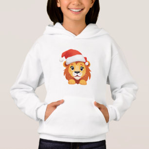 Cute animals winter lion cub Santa Christmas