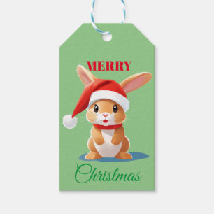 Cute animals winter rabbit Santa Christmas Gift Tags