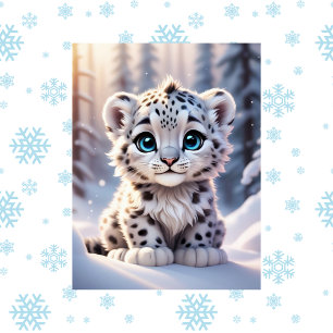 Cute animals, winter, Snow Leopard, Postcrossing  Postcard