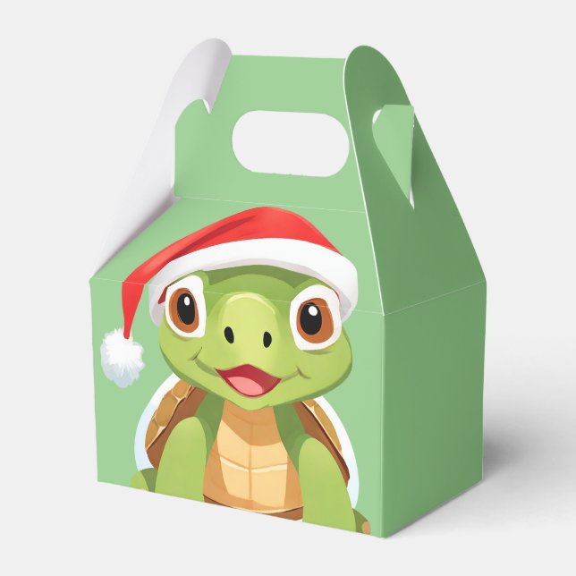 Cute animals winter turtle Santa Christmas  Favour Favour Box (Front Side)