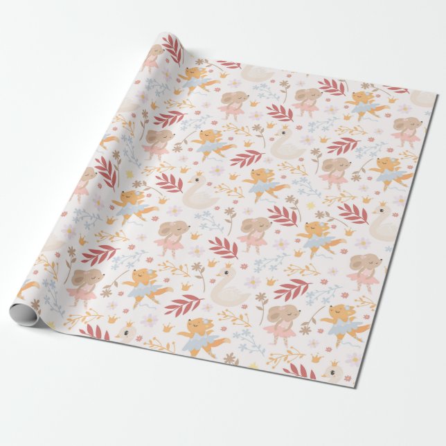 Cute Animals Wrapping Paper (Unrolled)