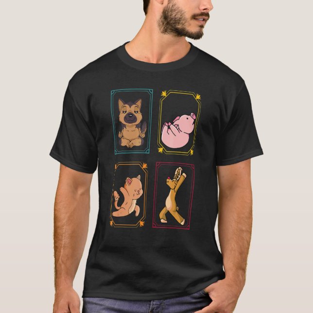 Cute Animals Yoga Meditating T-Shirt (Front)