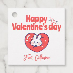 Cute animate heart bunny favour tags
