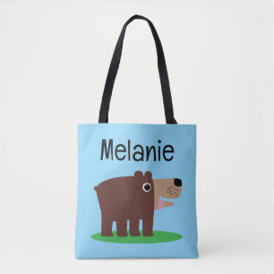 Cute animated cub bear cartoon tote bag for kids