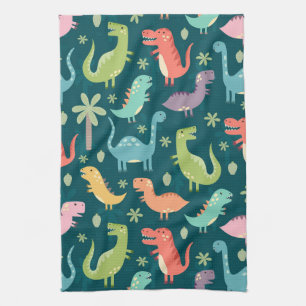 Cute Animated Dinosaurs Tea Towel