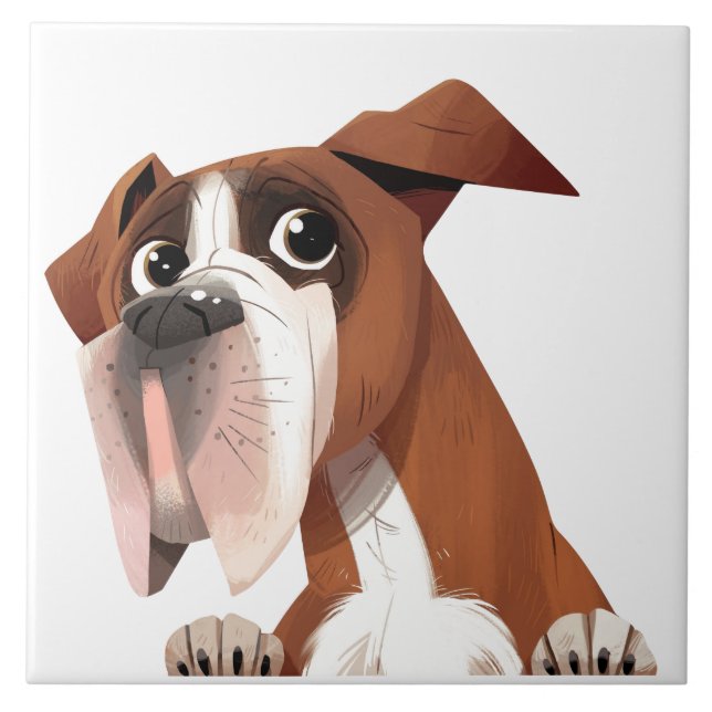 Cute animated Dog Ceramic Tile (Front)
