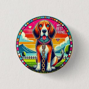 🐶 Cute Animated Dog Glow 🎉 Fun Pet Lover 3 Cm Round Badge