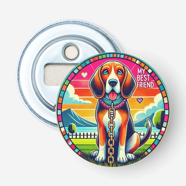 🐶 Cute Animated Dog Glow 🍻 Fun Pet Lover Bottle Opener (Front)