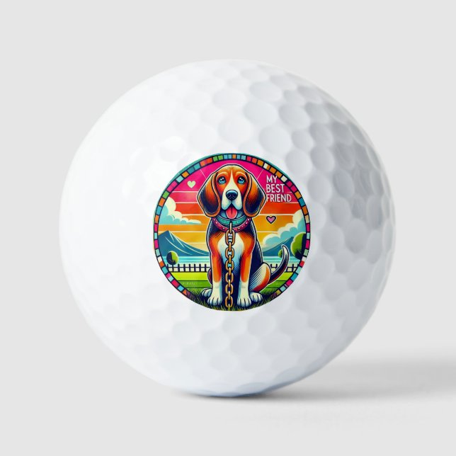 Cute Animated Dog Golf Fun ⛳🐶✨ Balls (Front)