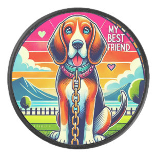 Cute Animated Dog Hockey Puck