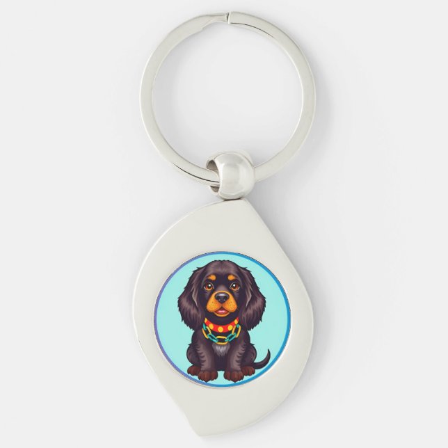Cute Animated Dog with Collar Key Ring (Front)