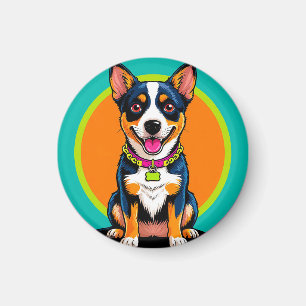 Cute Animated Dog with Collar Magnet