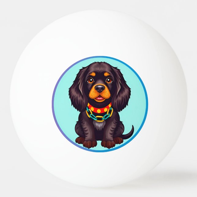Cute Animated Dog with Collar Ping Pong Ball (Front)