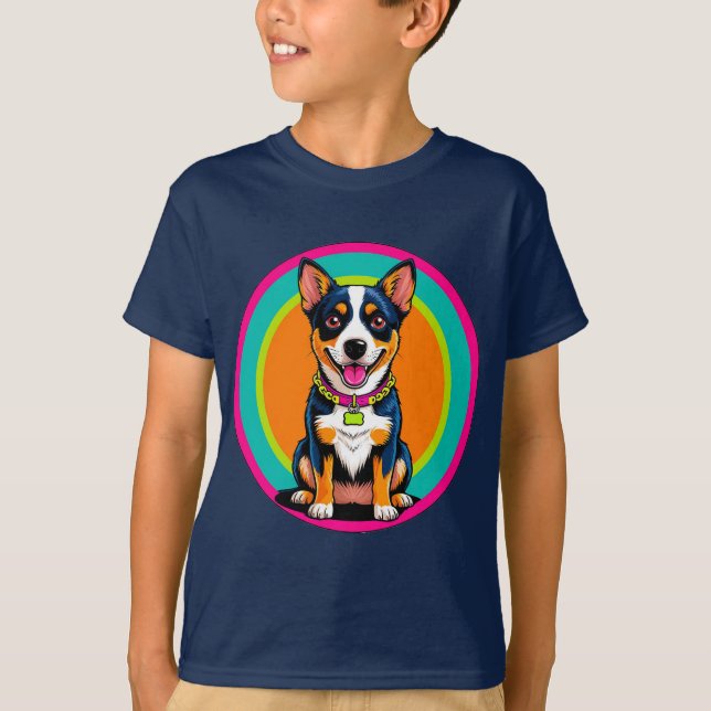 Cute Animated Dog with Collar T-Shirt (Front)