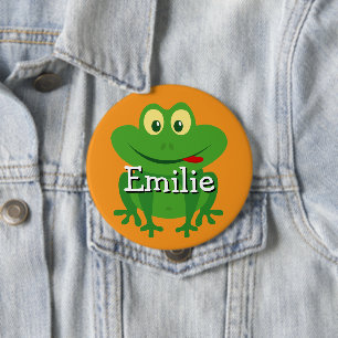 Cute animated frog name buttons for kids