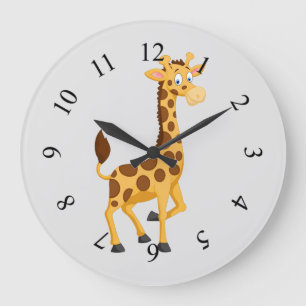 Cute animated giraffe large clock
