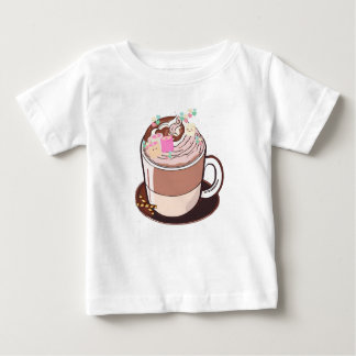 Cute Animated Hot Chocolate Marshmallows Cartoon Baby T-Shirt