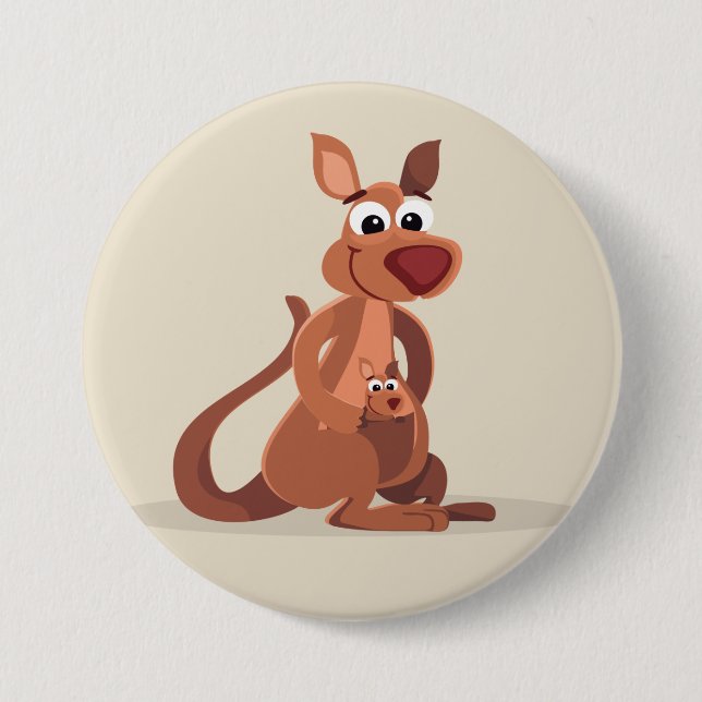 Cute Animated Kangaroo 7.5 Cm Round Badge (Front)