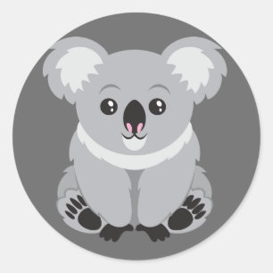 Cute Animated Koala Bear Classic Round Sticker