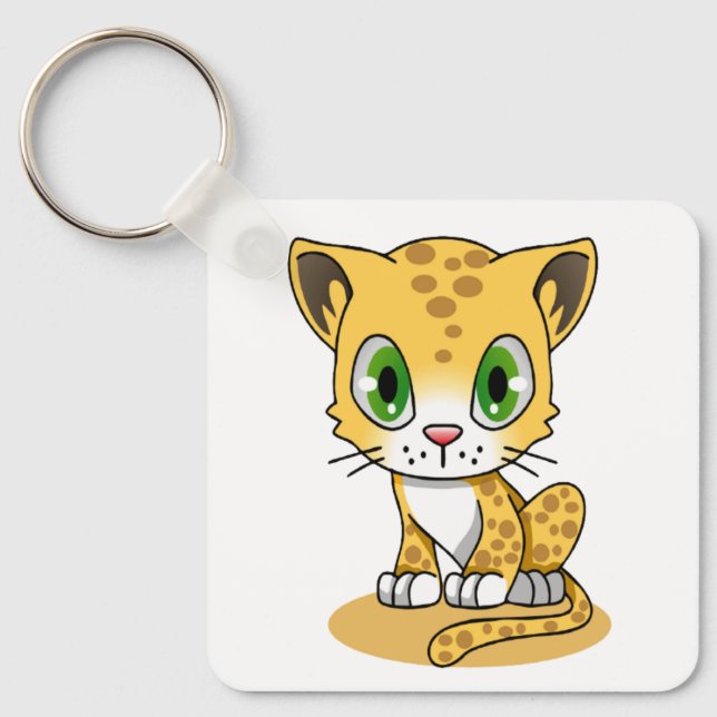Cute Animated Leopard Key Ring (Front)
