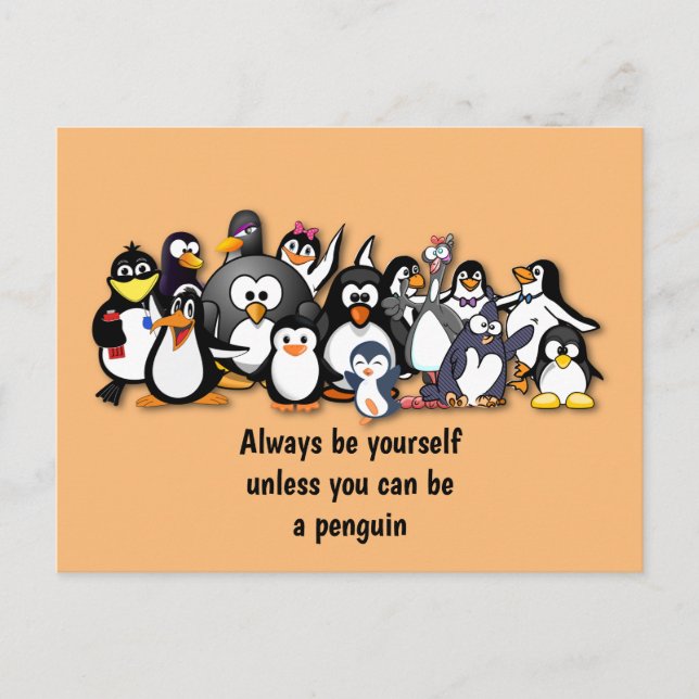 Cute animated penguins postcard (Front)