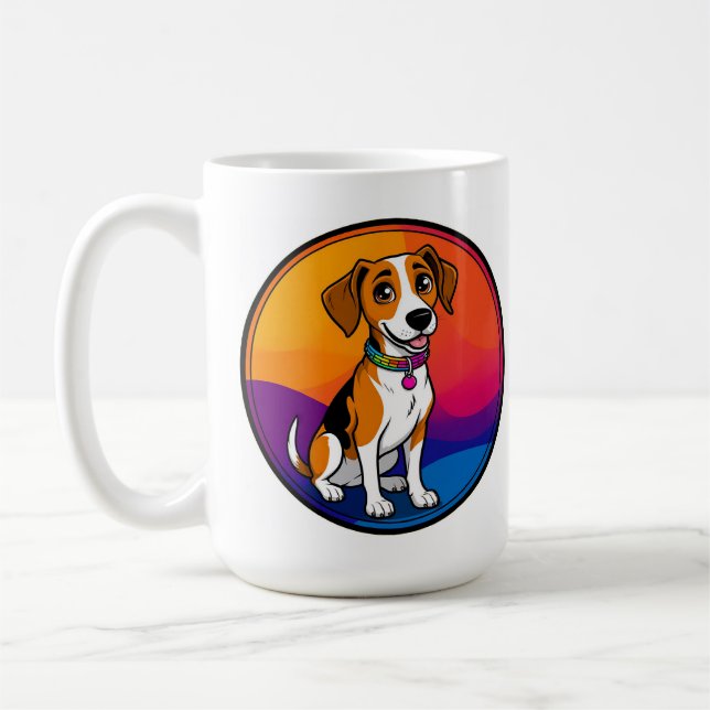 Cute Animated Puppy with Collar Coffee Mug (Left)