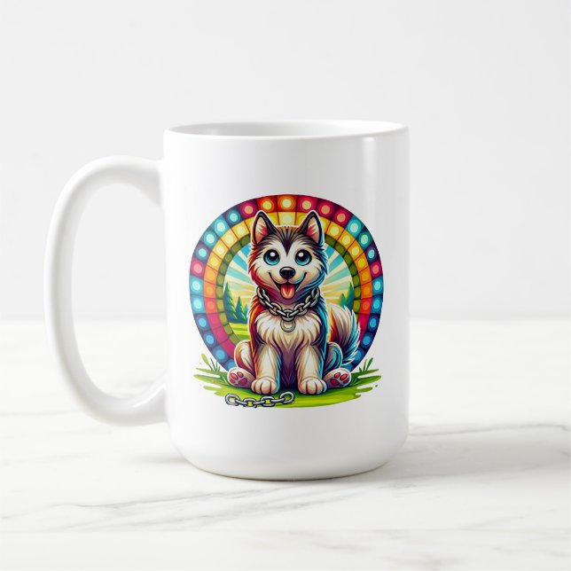 Cute Animated Puppy with Collar Coffee Mug (Left)