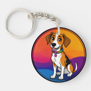 Cute Animated Puppy with Collar Key Ring