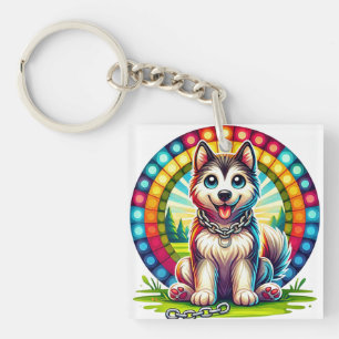 Cute Animated Puppy with Collar Key Ring