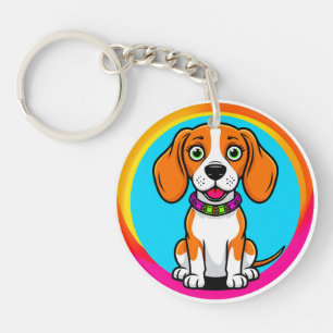 Cute Animated Puppy with Collar Key Ring
