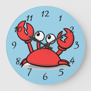 cute animated red crab large clock