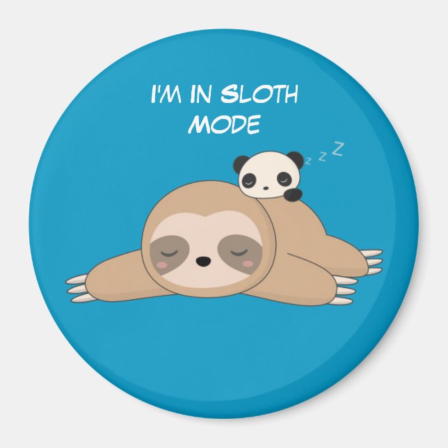 Cute animated sloth with panda bear magnet (Front)