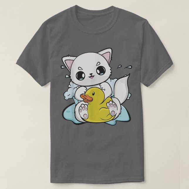 Cute Anime Arctic Fo With Yellow Duck 515  T-Shirt (Design Front)