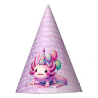 Cute Anime Axolotl Pink and Purple Girl's Birthday