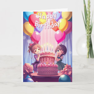 Cute Anime Birthday Card