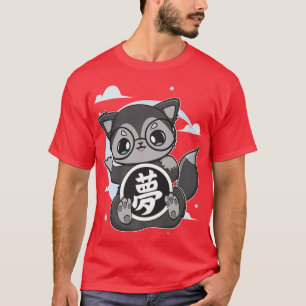Cute Anime Black Fo With Dream Kanji And Japanese T-Shirt