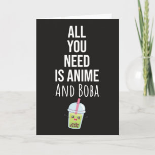 Cute Anime Boba Cards Bubble Tea Kaiwaii Otaku