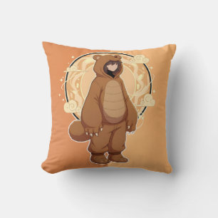 Cute Anime Boy in Bear Cushion