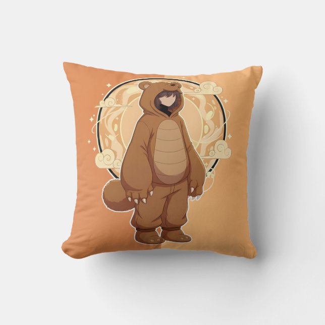 Cute Anime Boy in Bear Cushion (Front)