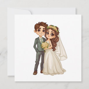 Cute Anime Bride and Groom Wedding Invitation Anno
