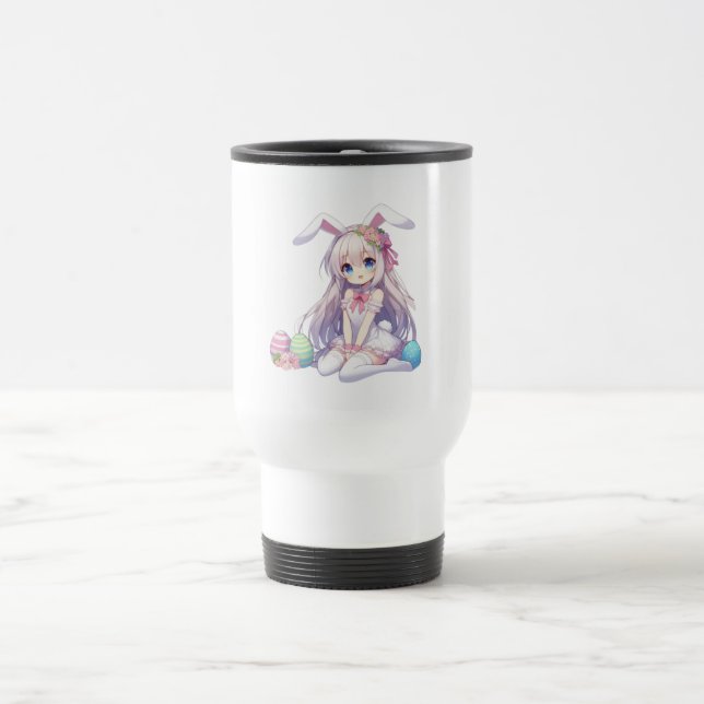 cute, anime bunny Easter Travel Mug (Center)