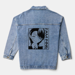 Cute Anime Character: "I'M FINE" Denim Jacket