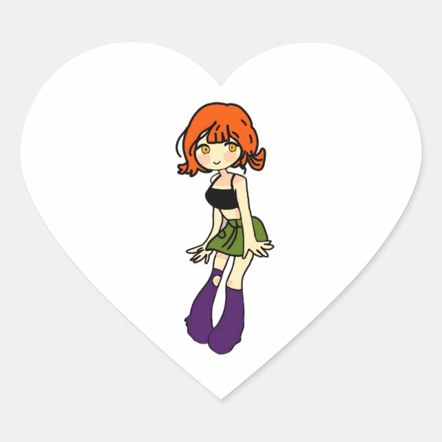 cute anime chibi girl heart sticker (Front)