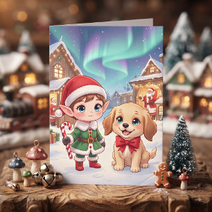 Cute Anime Children's Christmas and Colouring Page Card