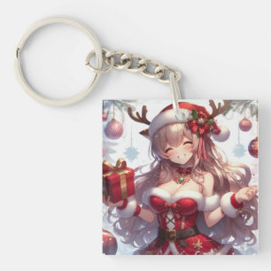 Cute anime Christmas girl Key Ring