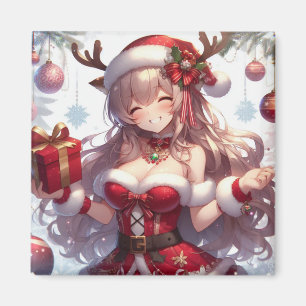 Cute anime Christmas girl Magnet